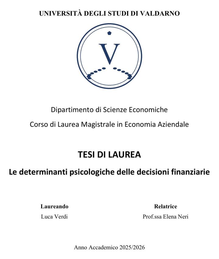 La stessa tesi impaginata secondo le linee guida